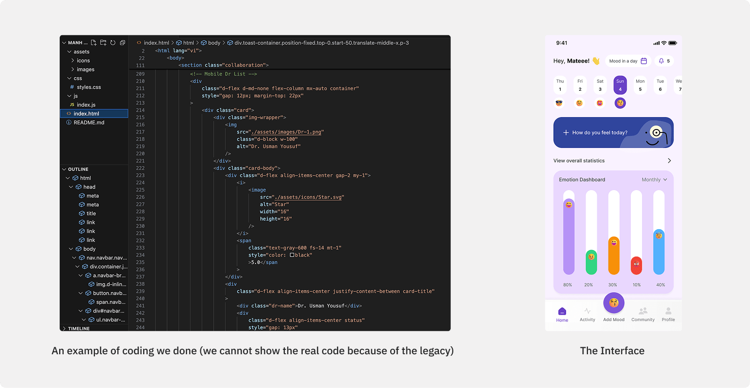 Designing and code for the app